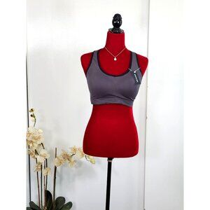 NWT Sports Bra Women's Gray Nylon Spandex Padded Sports Bra Size 2XL 1137